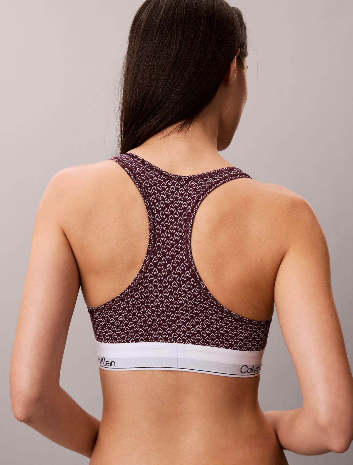 Icon Cotton Modal Unlined Bralette - Stencil Heart / Dark Berry