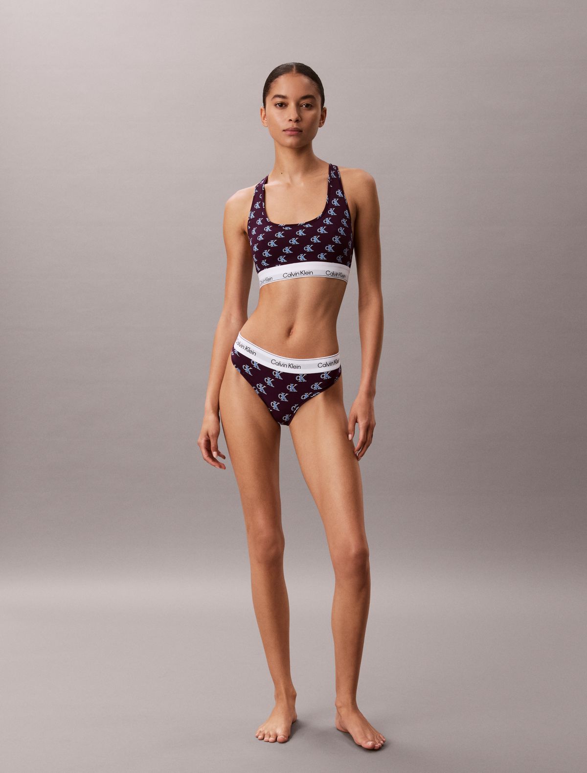 Icon Cotton Modal Unlined Bralette - Collegiate Logo Purple