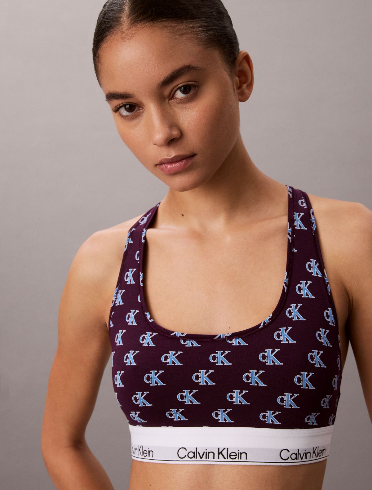 Icon Cotton Modal Unlined Bralette - Collegiate Logo Purple