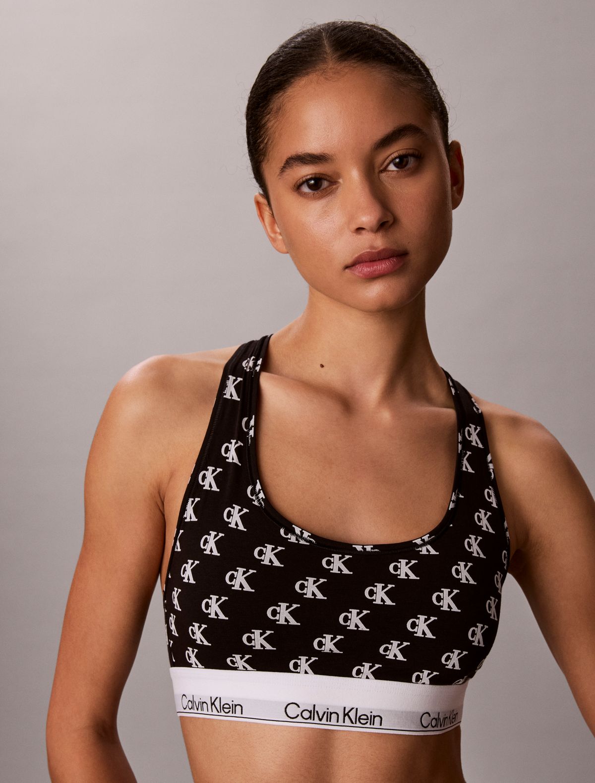 Icon Cotton Modal Unlined Bralette - Collegiate Logo Small+Black