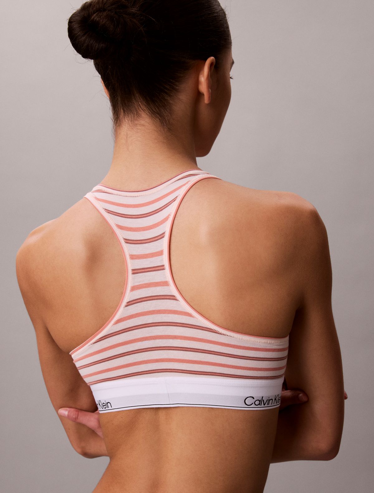 Icon Cotton Modal Unlined Bralette - Pulse Stripe Mango Fizz