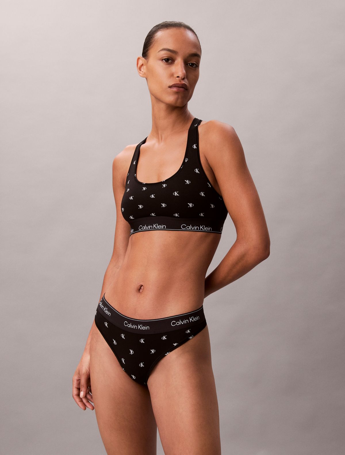 Icon Cotton Modal Unlined Bralette - Diamond Black Logo