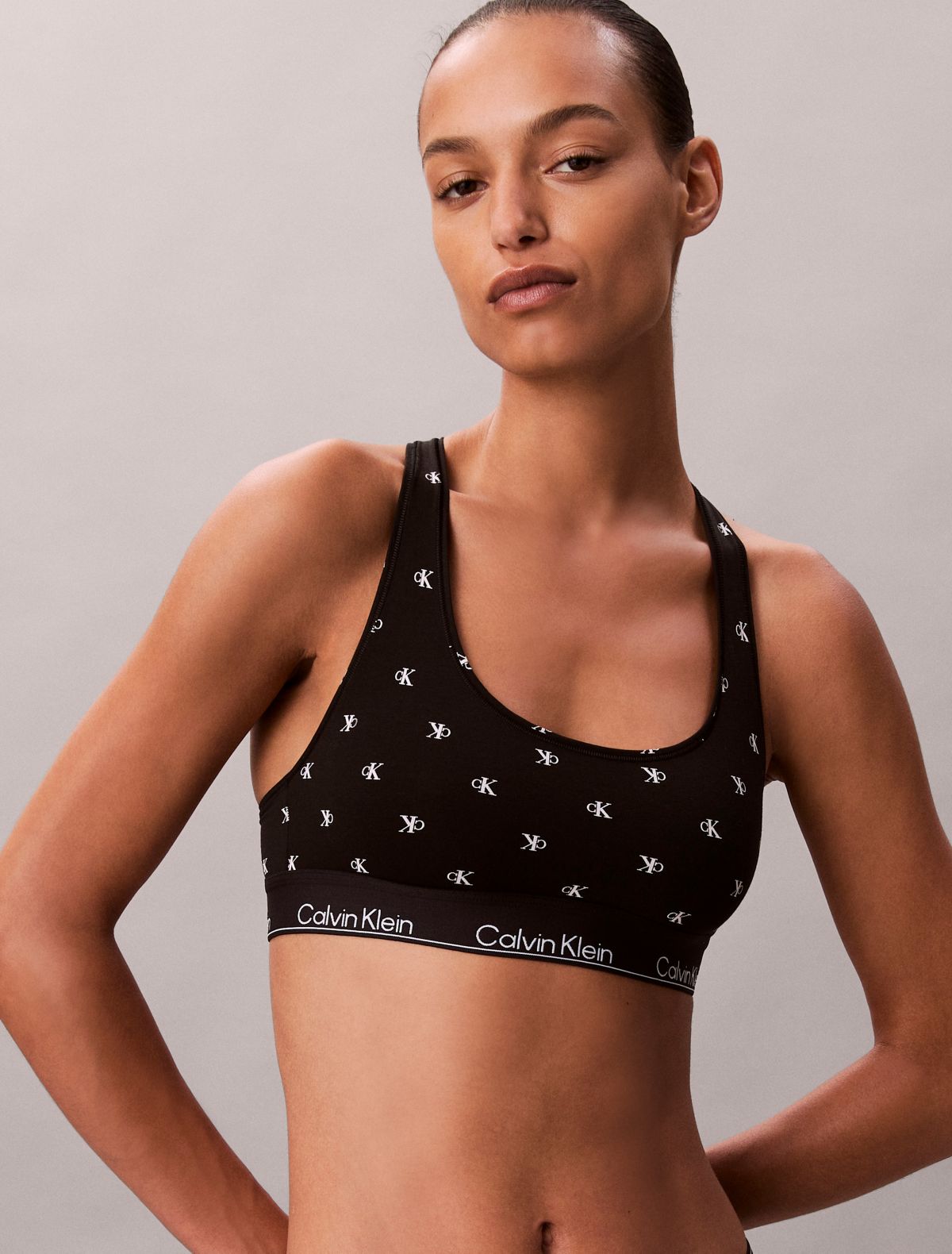 Icon Cotton Modal Unlined Bralette - Diamond Black Logo