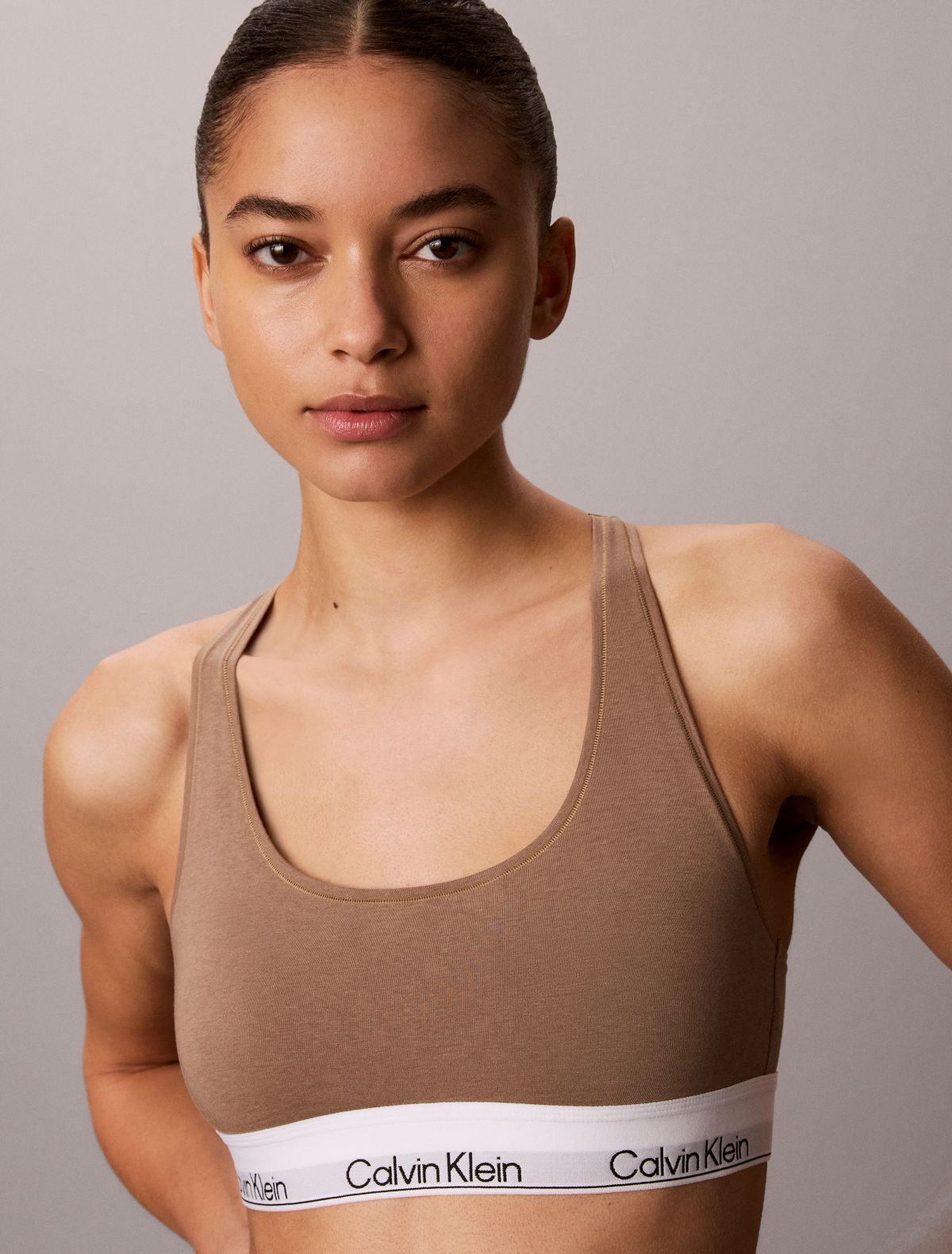 Icon Cotton Modal Unlined Bralette - Soft Mocha 