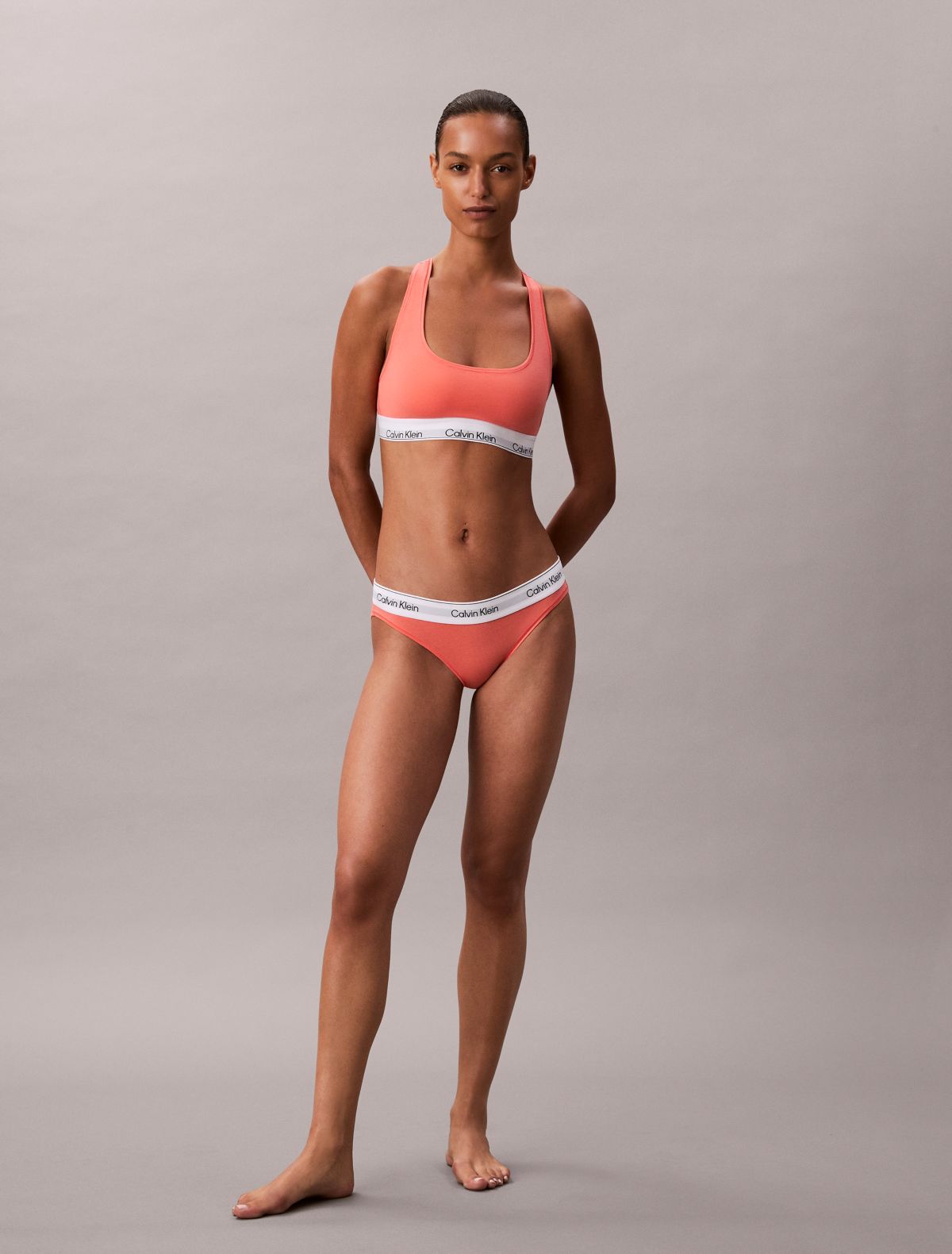 Icon Cotton Modal Unlined Bralette - Coral Pop