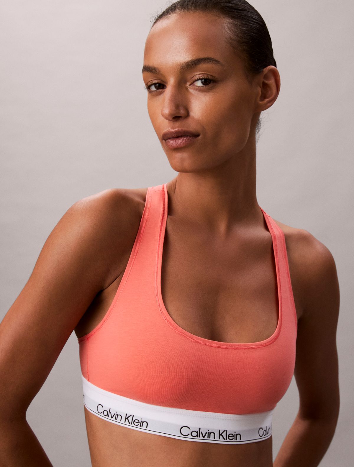 Icon Cotton Modal Unlined Bralette - Coral Pop