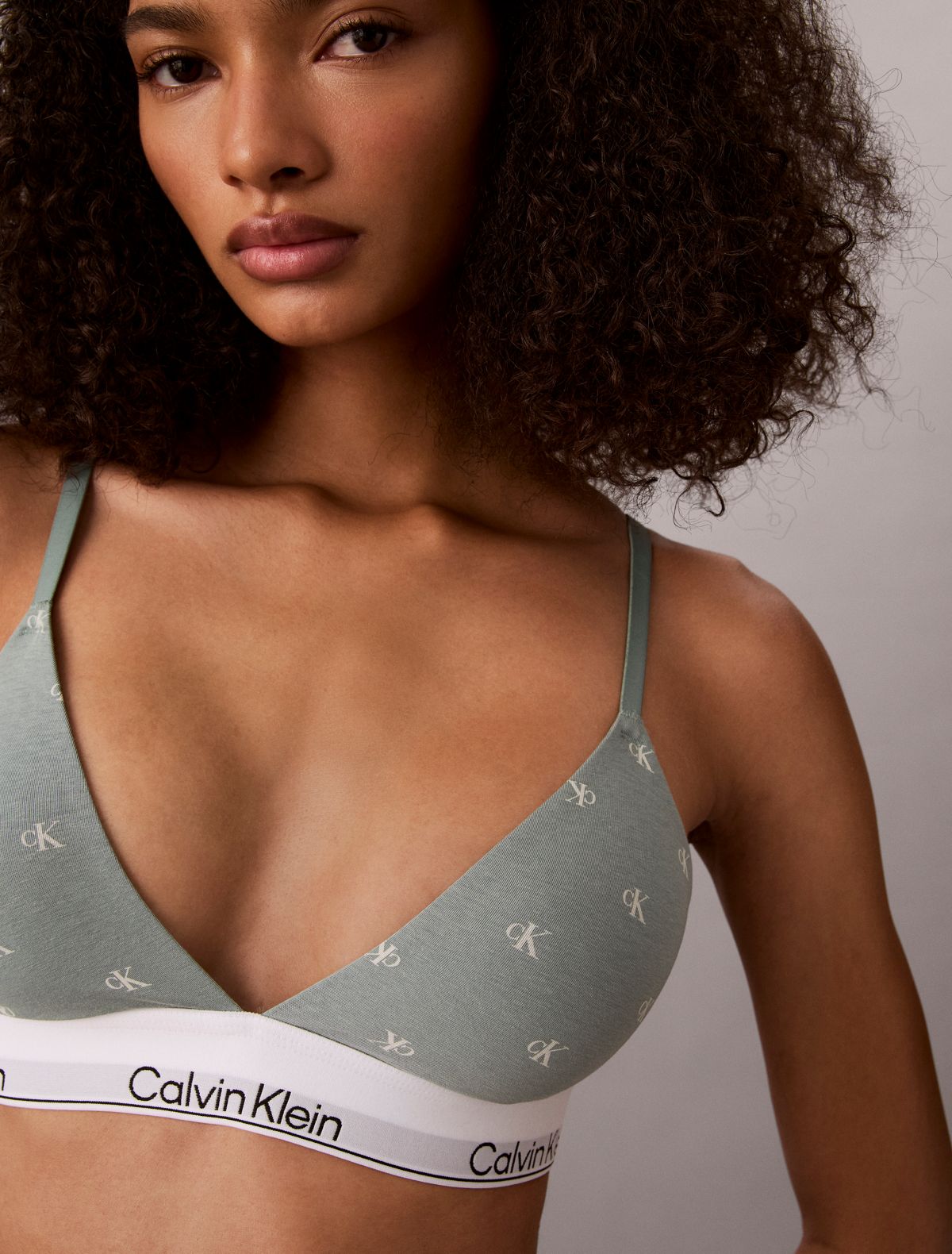 Icon Cotton Modal Lightly Lined Triangle Bralette - Chinois Green