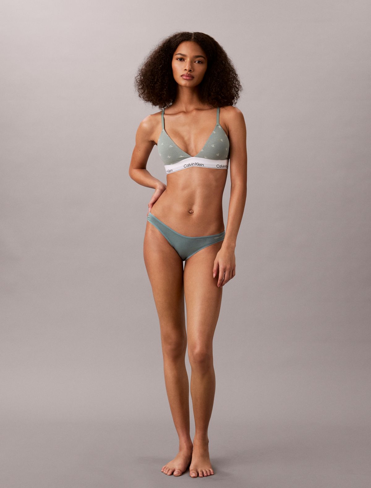 Icon Cotton Modal Lightly Lined Triangle Bralette - Chinois Green