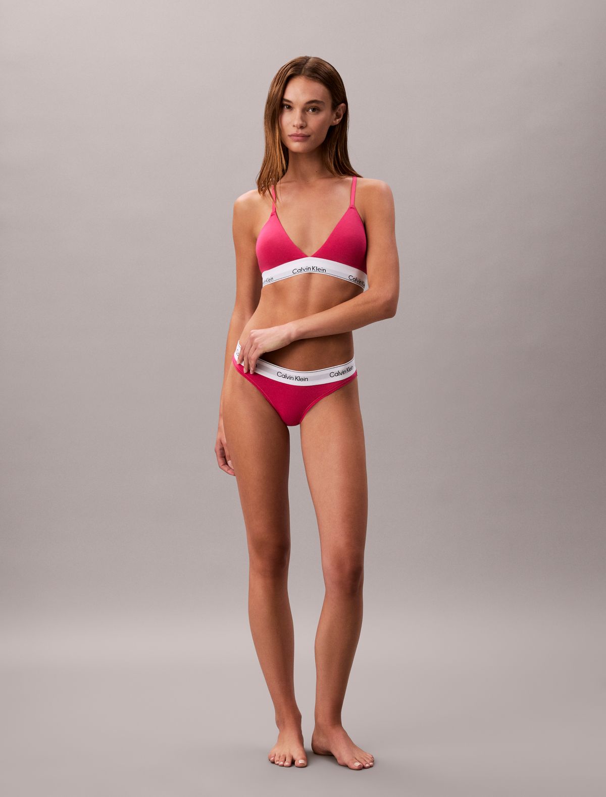 Icon Cotton Modal Lightly Lined Triangle Bralette - Vibrant Pink