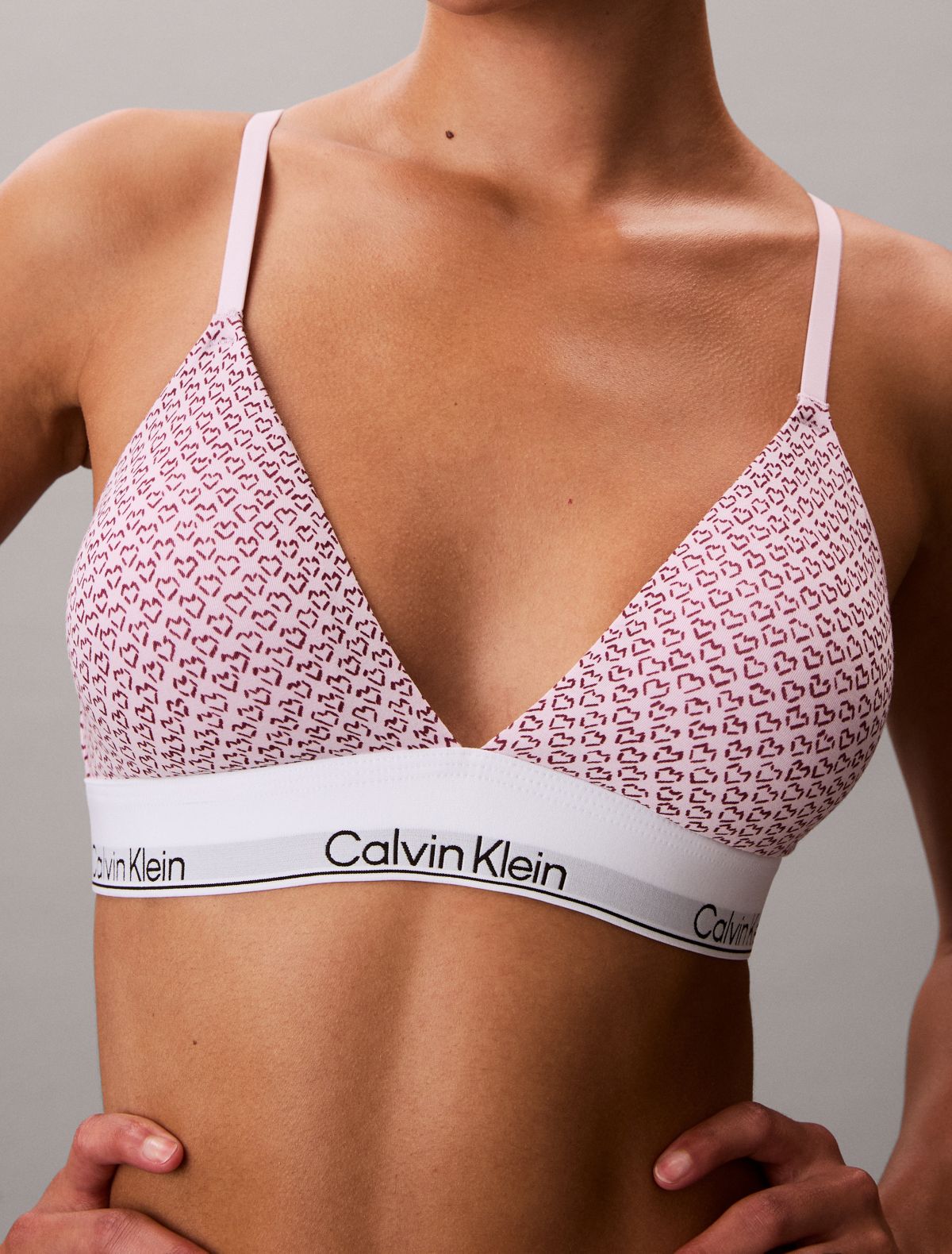 Icon Cotton Modal Lightly Lined Triangle Bralette - Stencil Heart / Spring Lilac