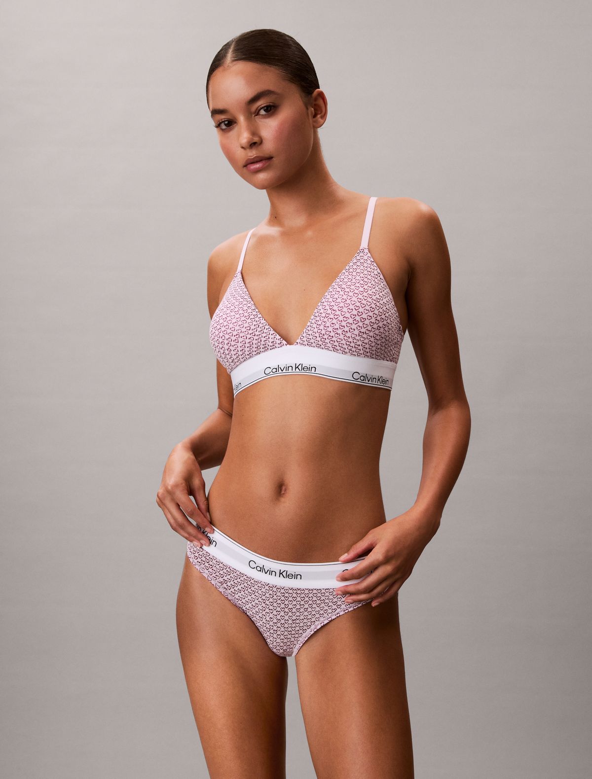 Icon Cotton Modal Lightly Lined Triangle Bralette - Stencil Heart / Spring Lilac