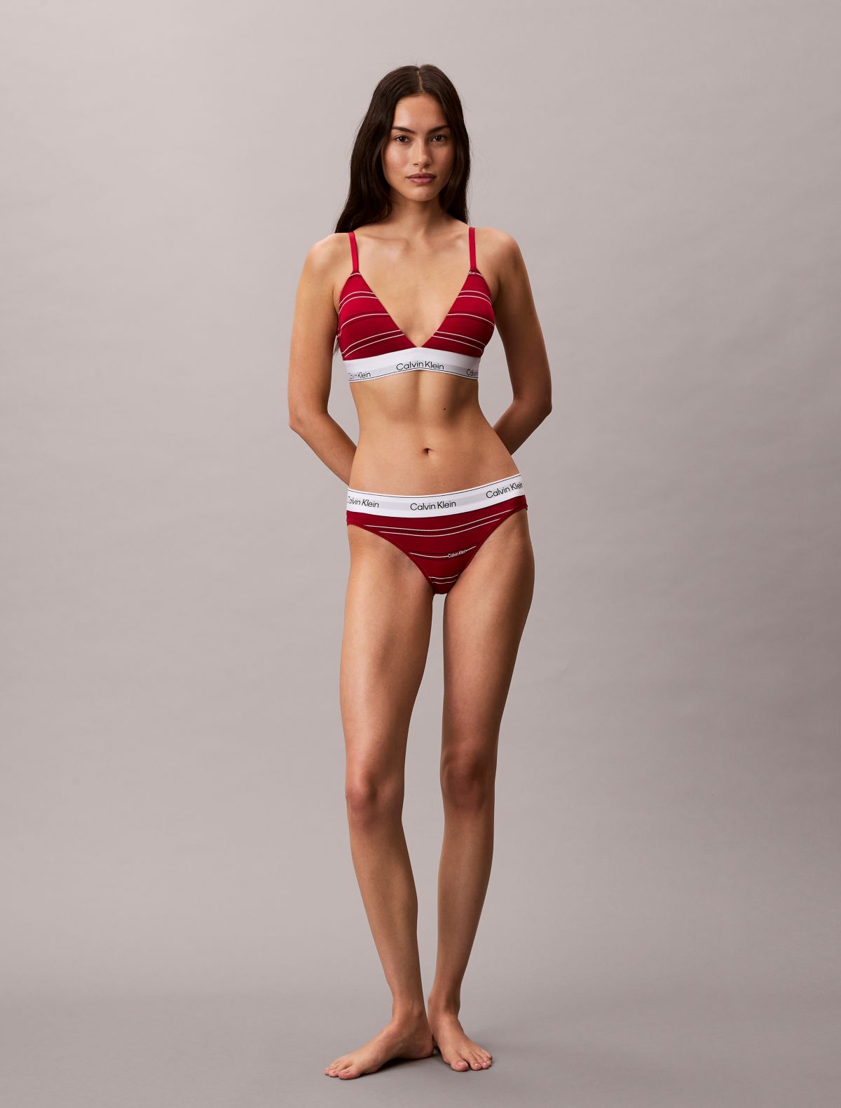 Icon Cotton Modal Lightly Lined Triangle Bralette - Climbing Logo Pin Stripe / Scooter