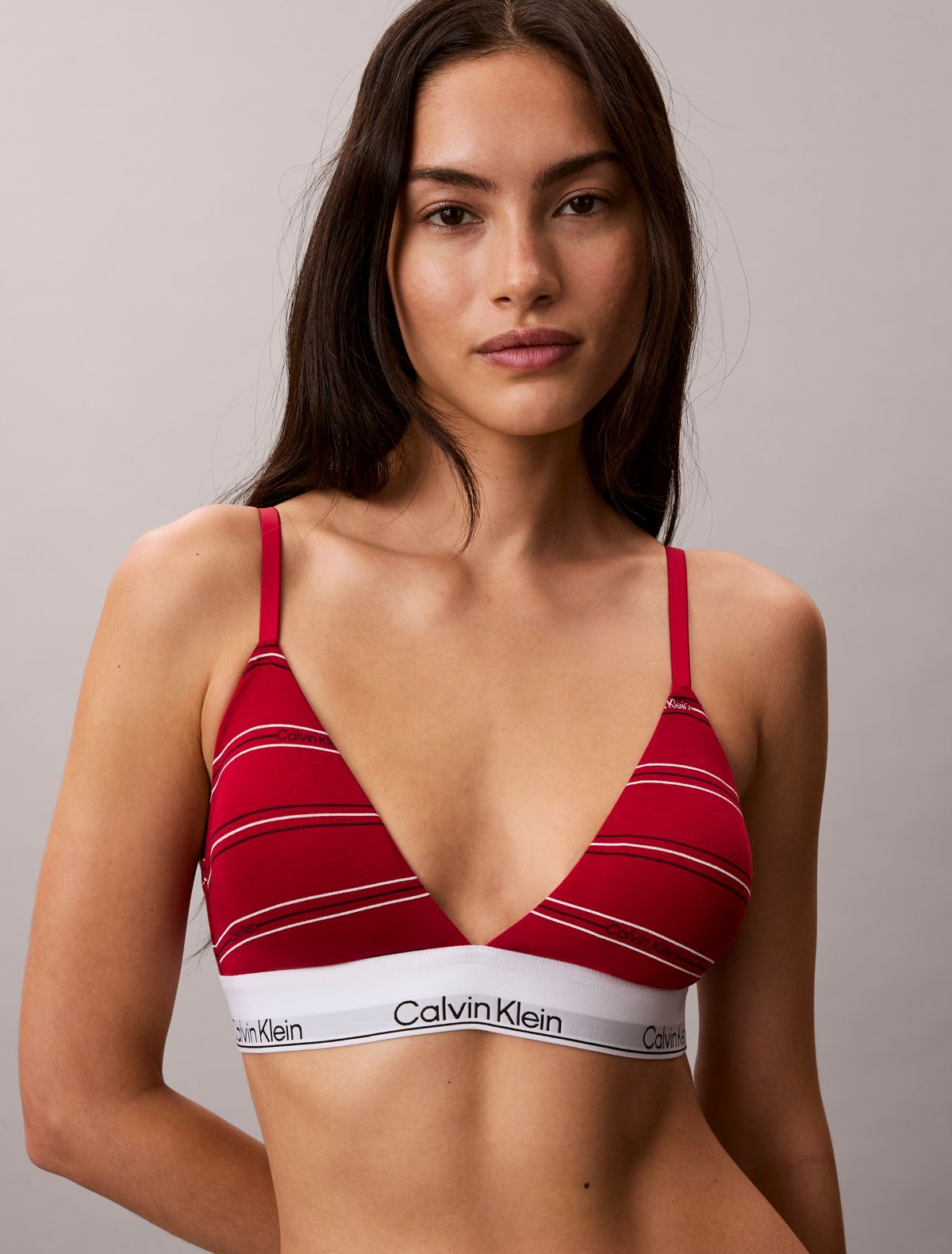Icon Cotton Modal Lightly Lined Triangle Bralette - Climbing Logo Pin Stripe / Scooter