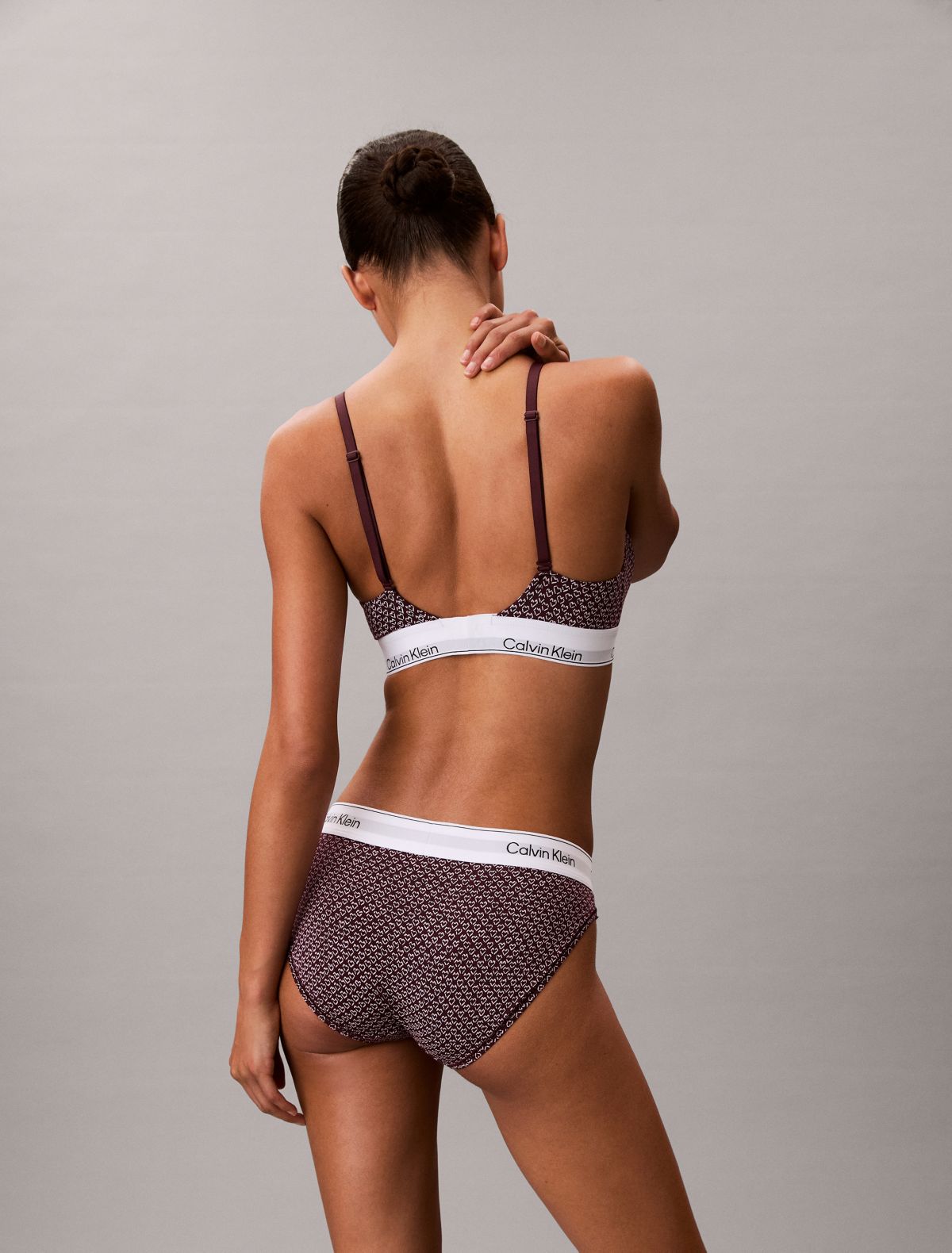 Icon Cotton Modal Lightly Lined Triangle Bralette - Stencil Heart / Dark Berry