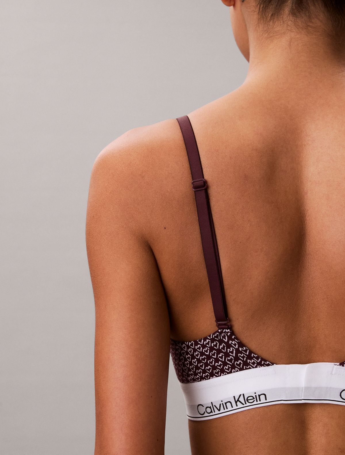 Icon Cotton Modal Lightly Lined Triangle Bralette - Stencil Heart / Dark Berry