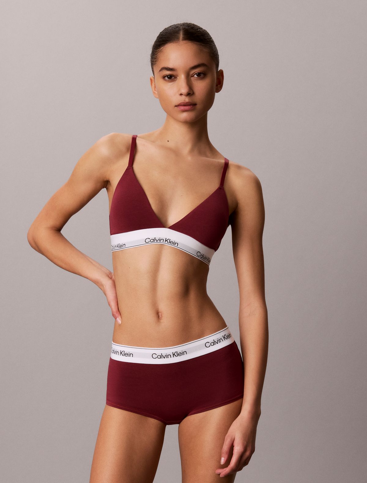 Icon Cotton Modal Lightly Lined Triangle Bralette - Established Red