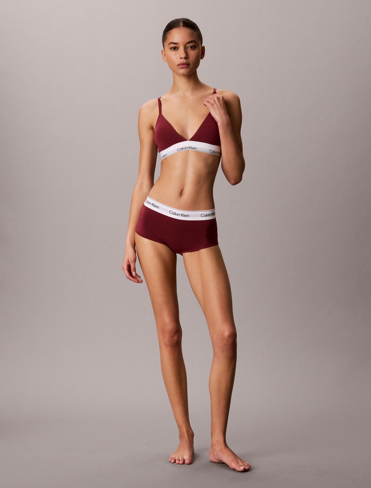 Icon Cotton Modal Lightly Lined Triangle Bralette - Established Red