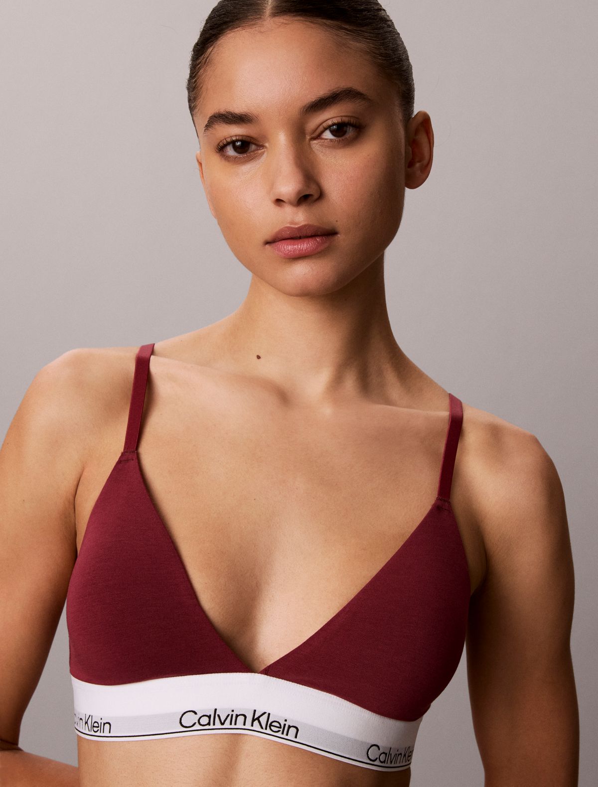 Icon Cotton Modal Lightly Lined Triangle Bralette - Established Red