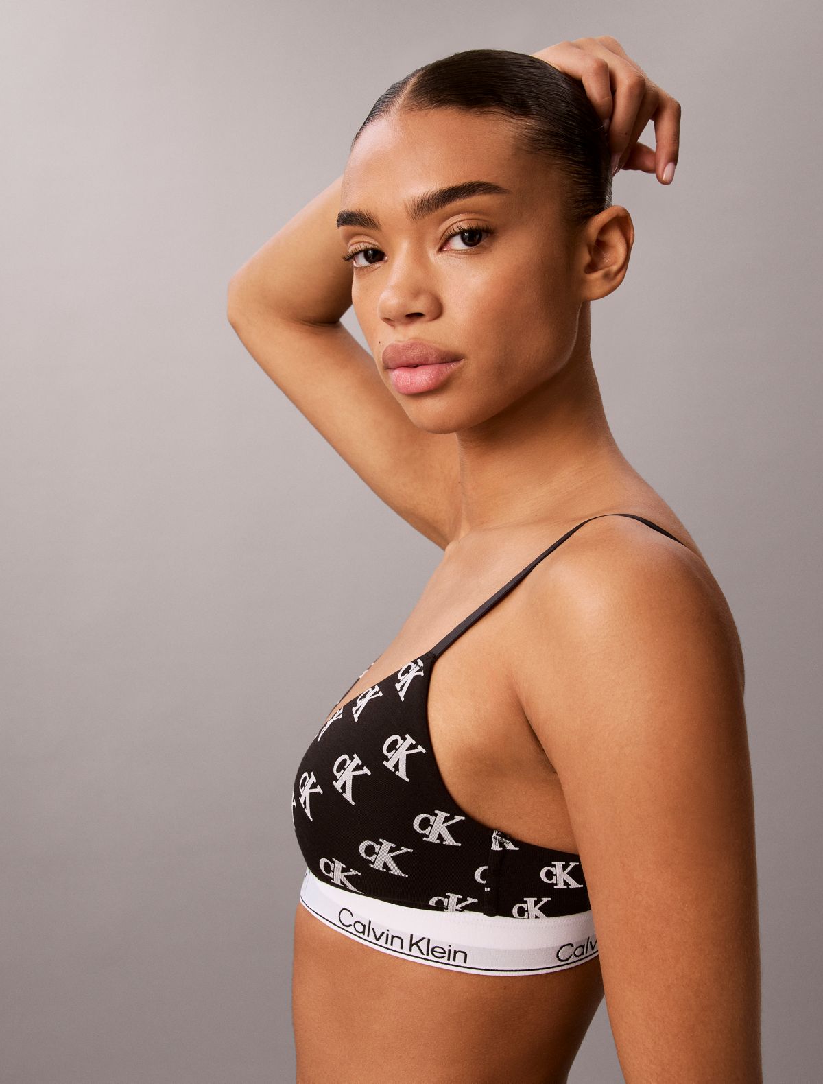Icon Cotton Modal Lightly Lined Triangle Bralette - Collegiate Logo Small+Black
