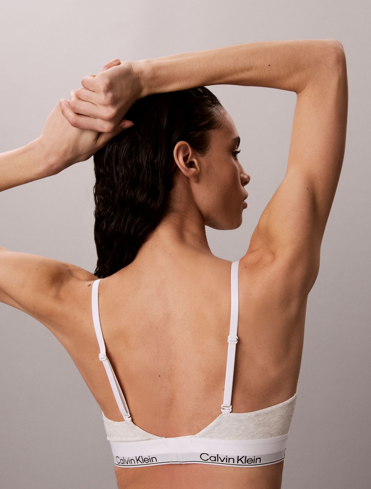 Icon Cotton Modal Lightly Lined Triangle Bralette - Snow Heather