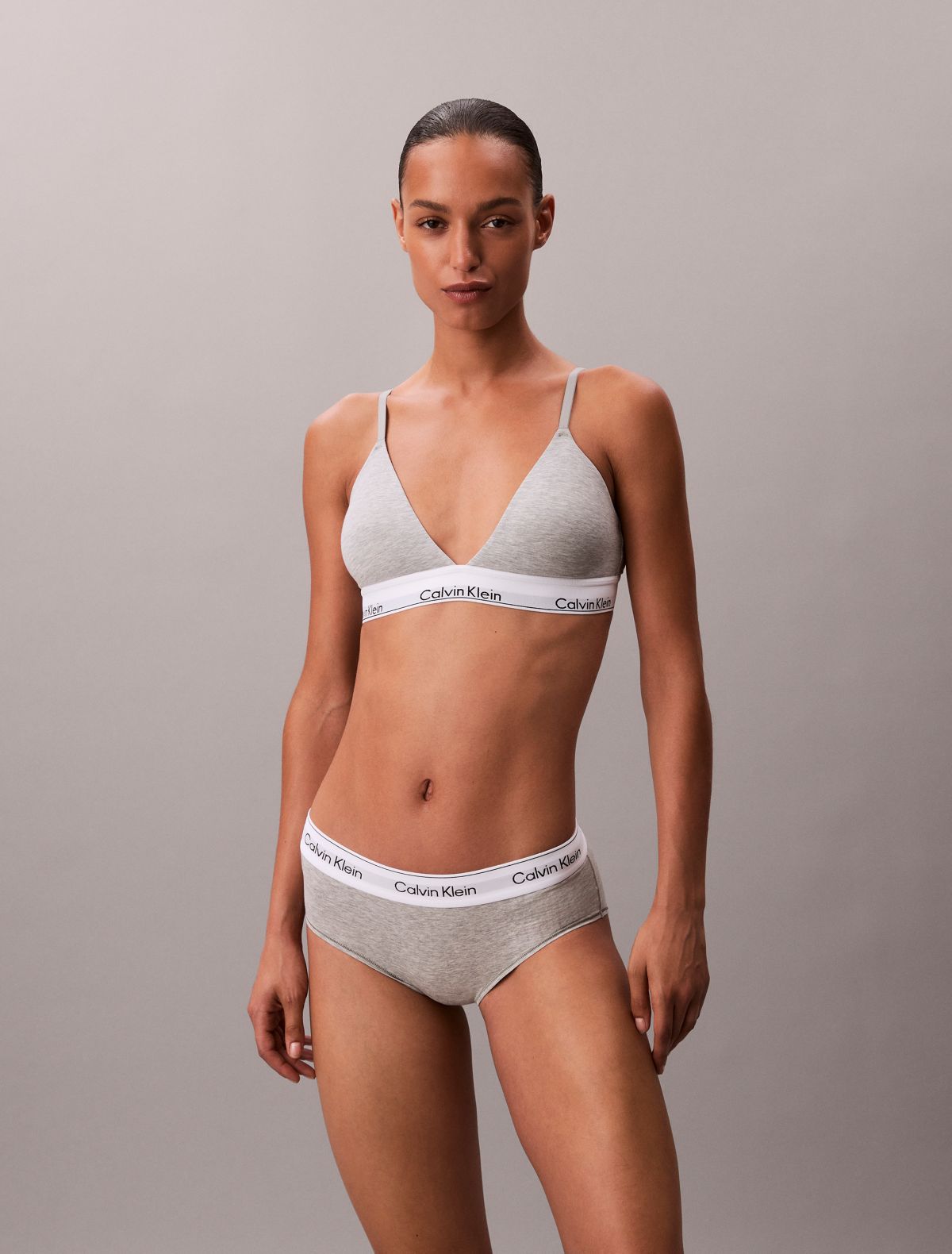 Icon Cotton Modal Lightly Lined Triangle Bralette - Grey Heather