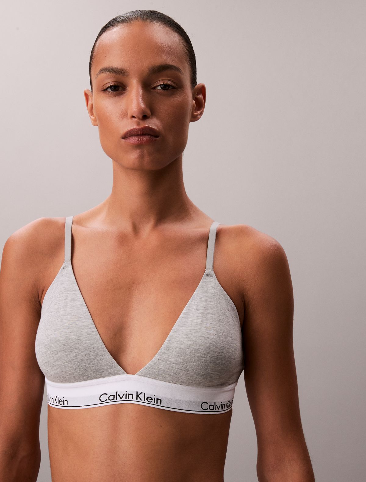 Icon Cotton Modal Lightly Lined Triangle Bralette - Grey Heather
