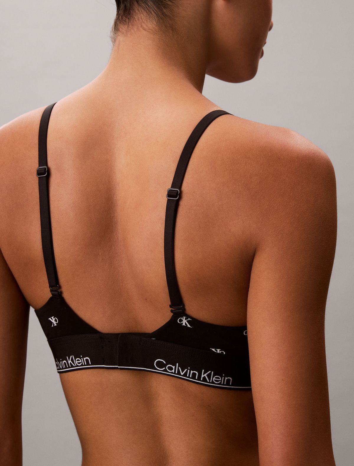 Icon Cotton Modal Lightly Lined Triangle Bralette - Diamond Logo Black