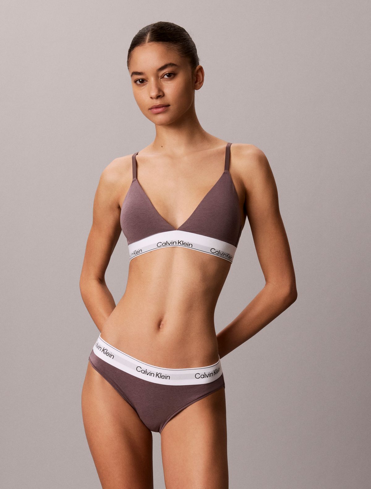 Icon Cotton Modal Lightly Lined Triangle Bralette - Sparrow