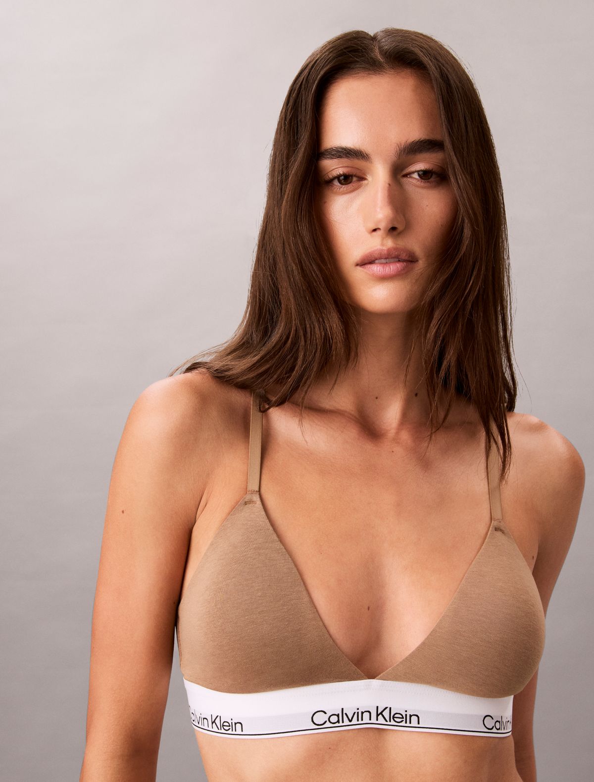 Icon Cotton Modal Lightly Lined Triangle Bralette - Soft Mocha 