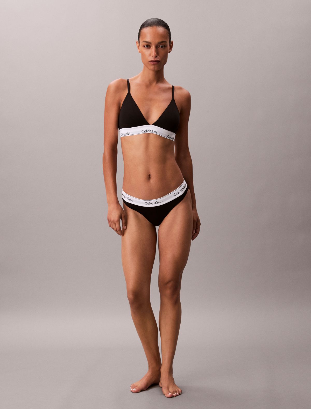 Icon Cotton Modal Lightly Lined Triangle Bralette - Black