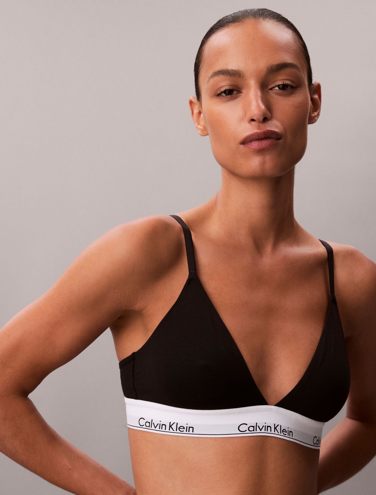 Icon Cotton Modal Lightly Lined Triangle Bralette - Black