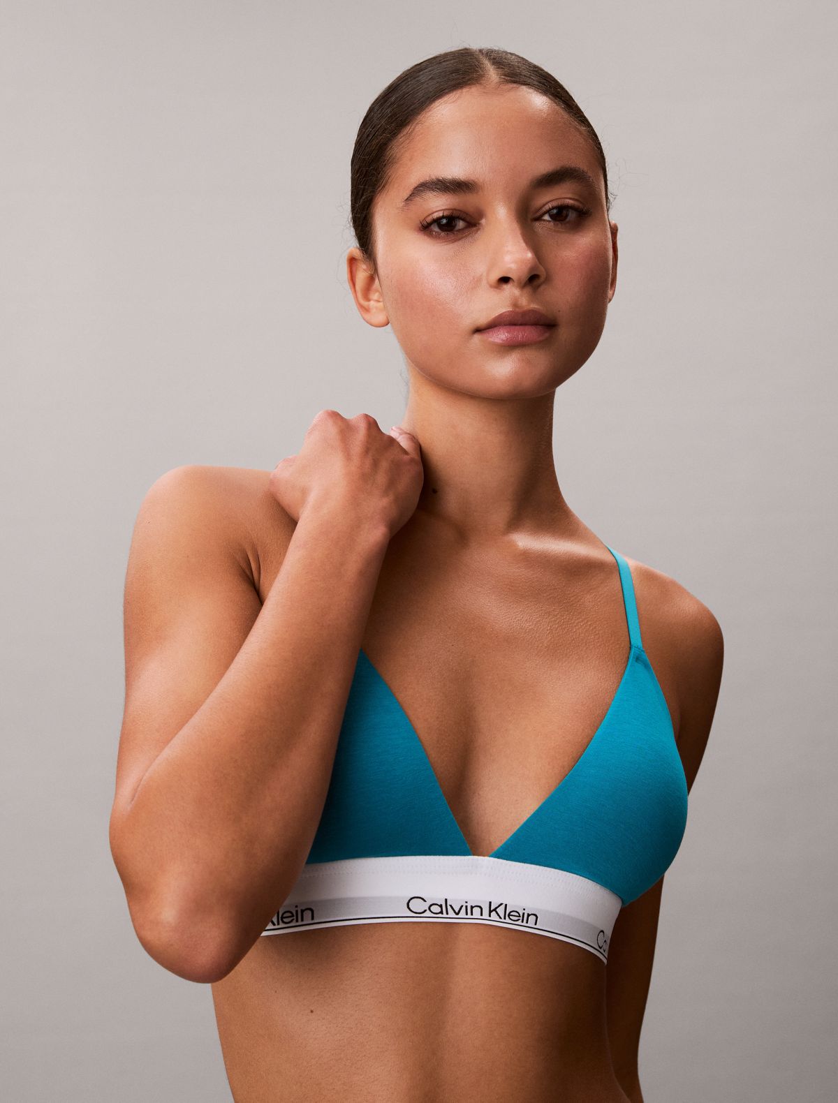 Icon Cotton Modal Lightly Lined Triangle Bralette - Teal Breeze