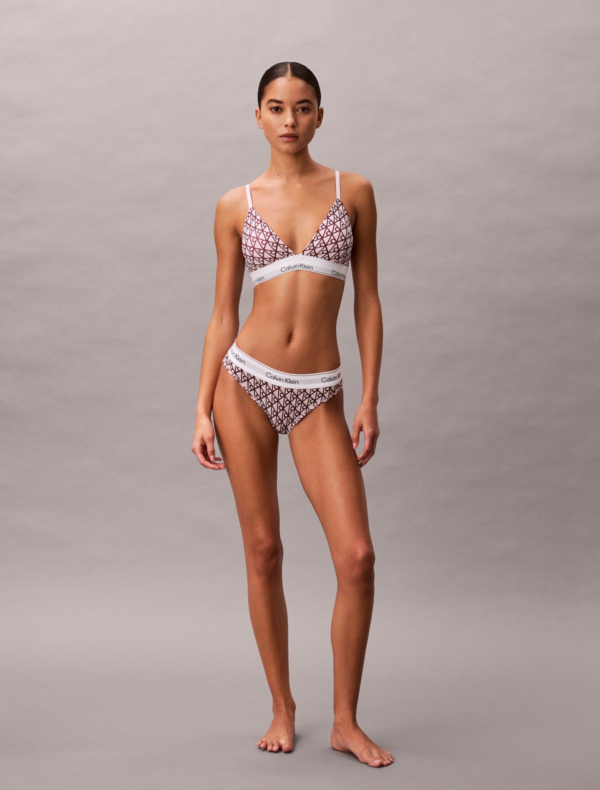 Icon Cotton Modal Lightly Lined Triangle Bralette - Bijou Modern Emblem / Spring Lilac