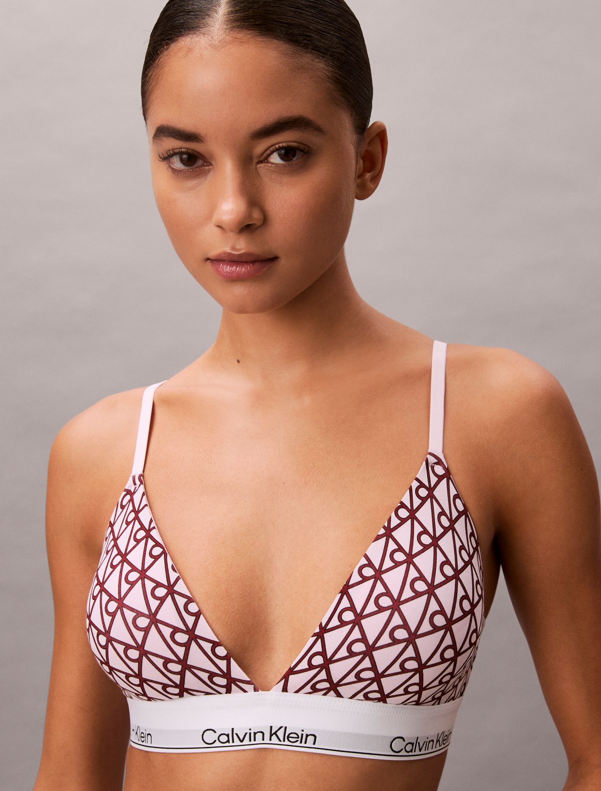 Icon Cotton Modal Lightly Lined Triangle Bralette - Bijou Modern Emblem / Spring Lilac