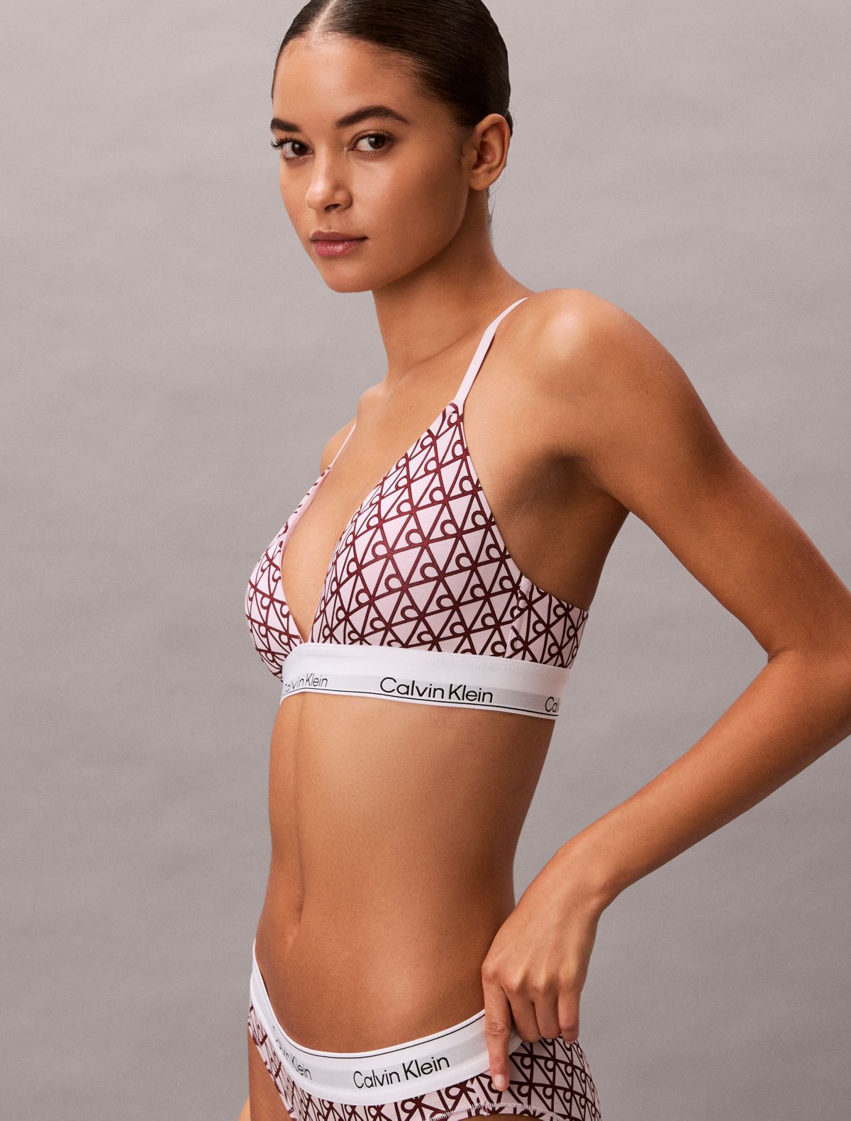 Icon Cotton Modal Lightly Lined Triangle Bralette - Bijou Modern Emblem / Spring Lilac