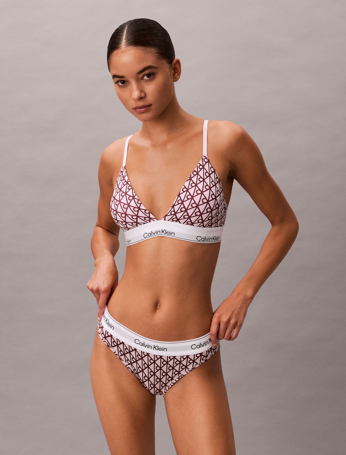 Icon Cotton Modal Lightly Lined Triangle Bralette - Bijou Modern Emblem / Spring Lilac