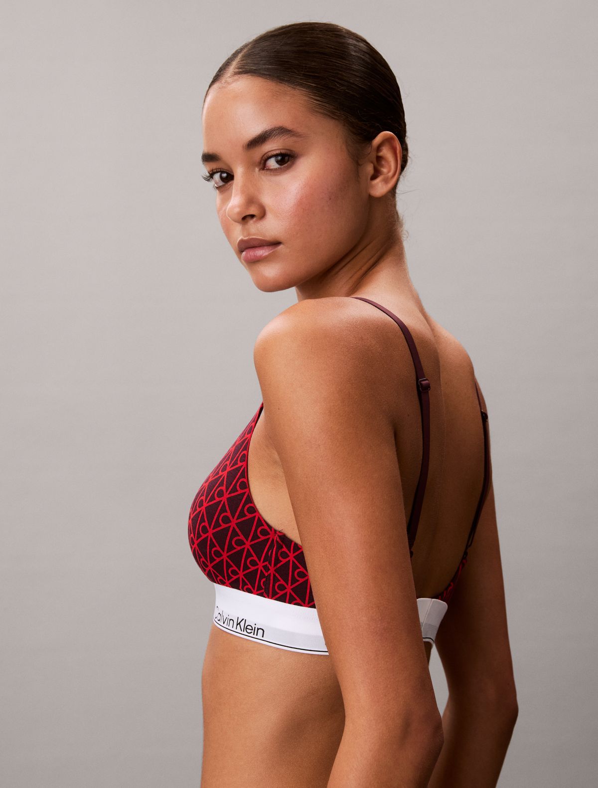 Icon Cotton Modal Lightly Lined Triangle Bralette - Seamless Emblem / Dark Berry