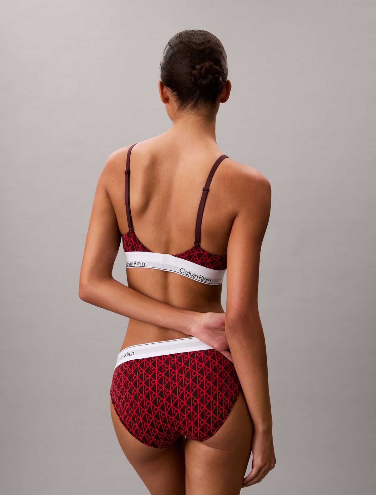 Icon Cotton Modal Lightly Lined Triangle Bralette - Seamless Emblem / Dark Berry