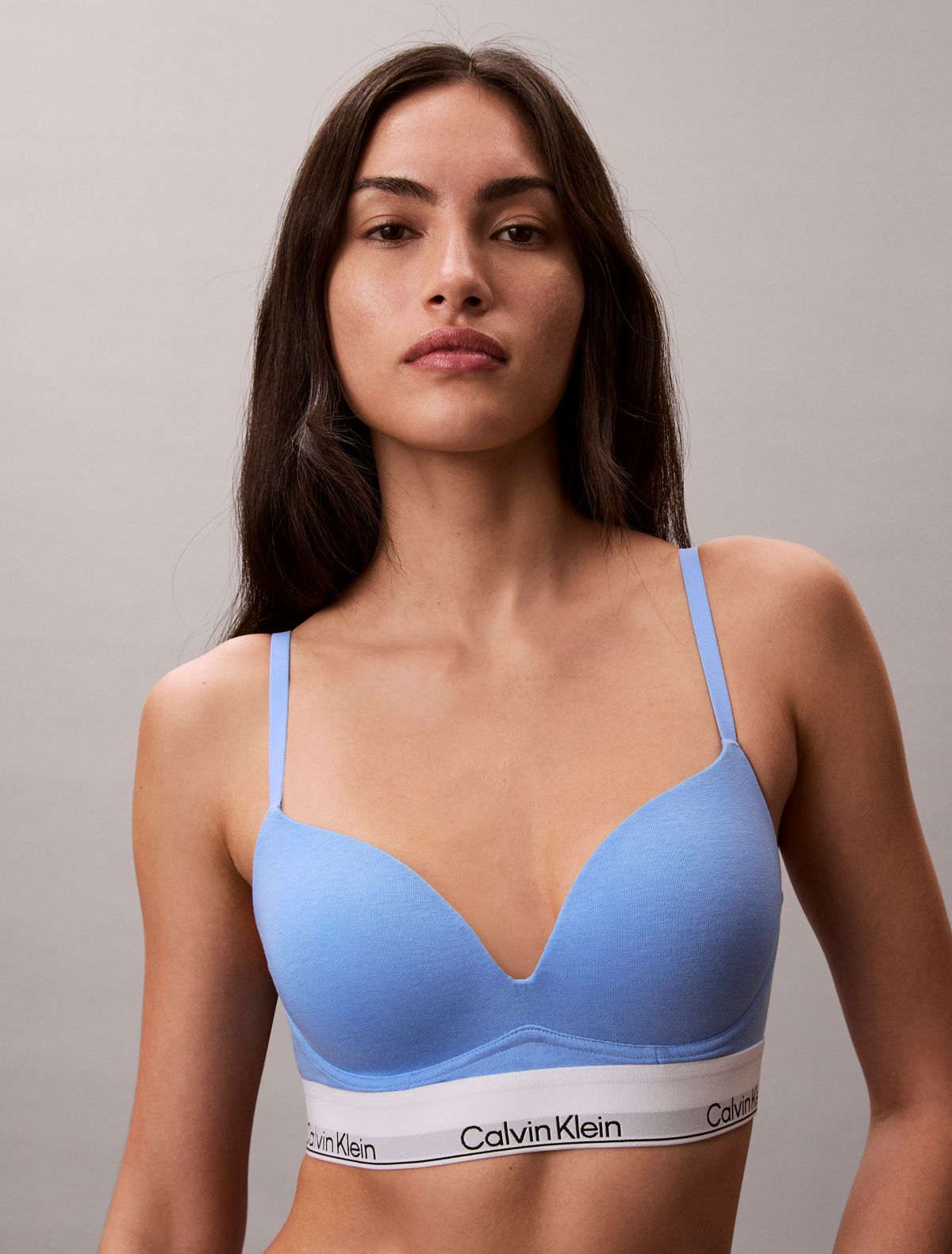 Icon Cotton Modal Plunge Bra - Blue Descent