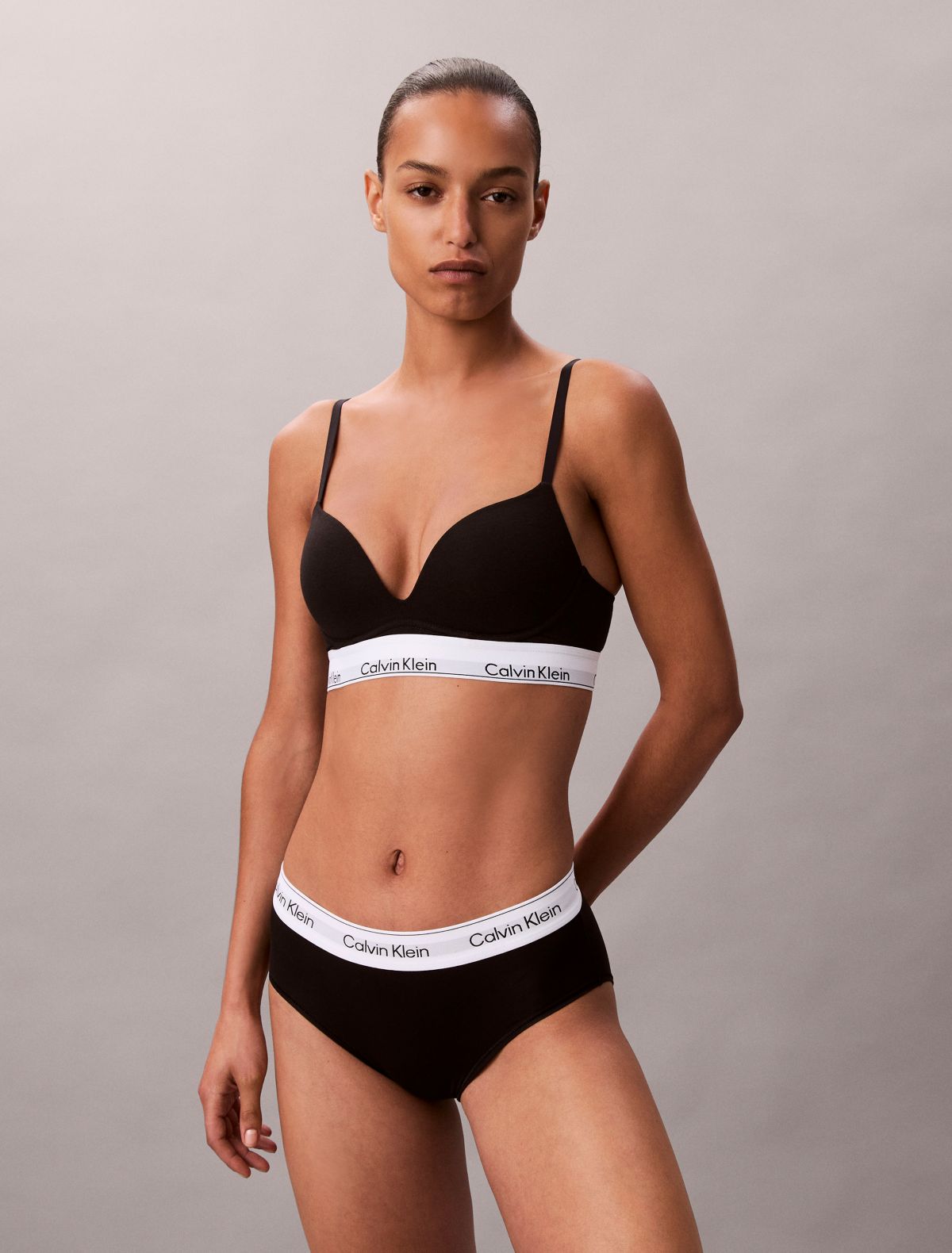 Icon Cotton Modal Plunge Bra - Black
