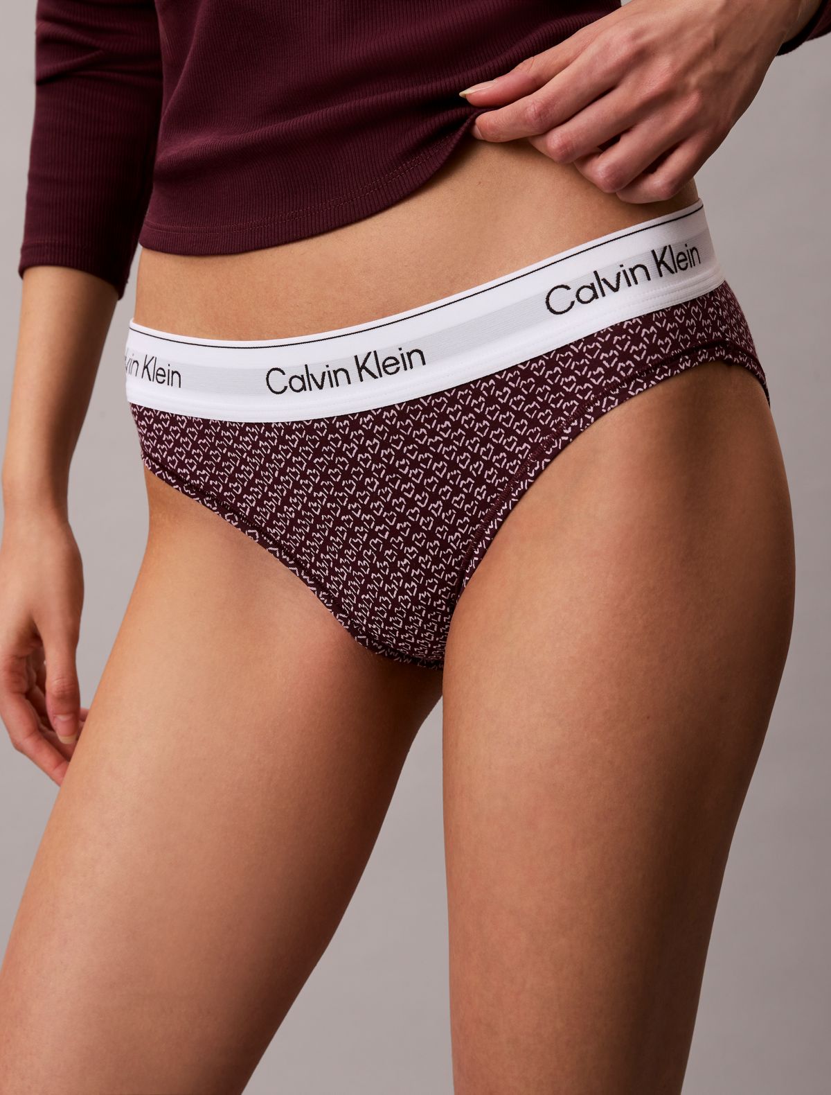Icon Cotton Modal Bikini - Stencil Heart / Dark Berry