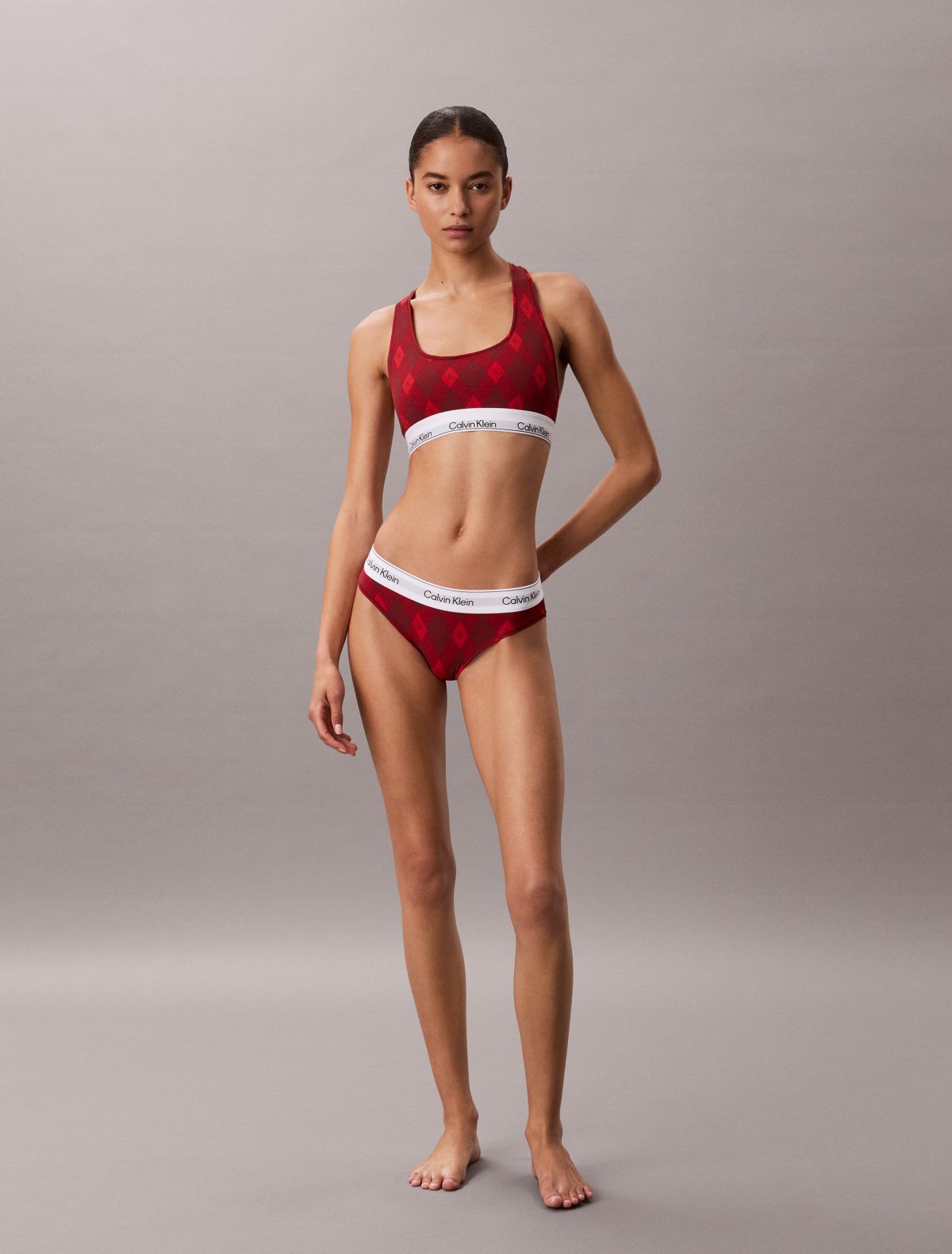 Icon Cotton Modal Bikini - Argyle Red
