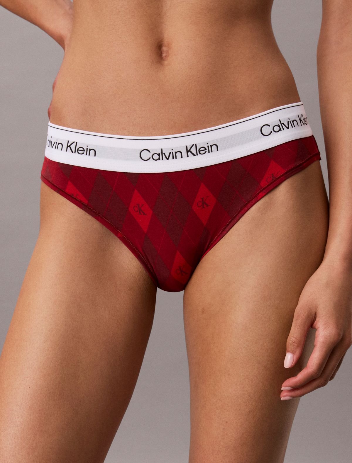 Icon Cotton Modal Bikini - Argyle Red