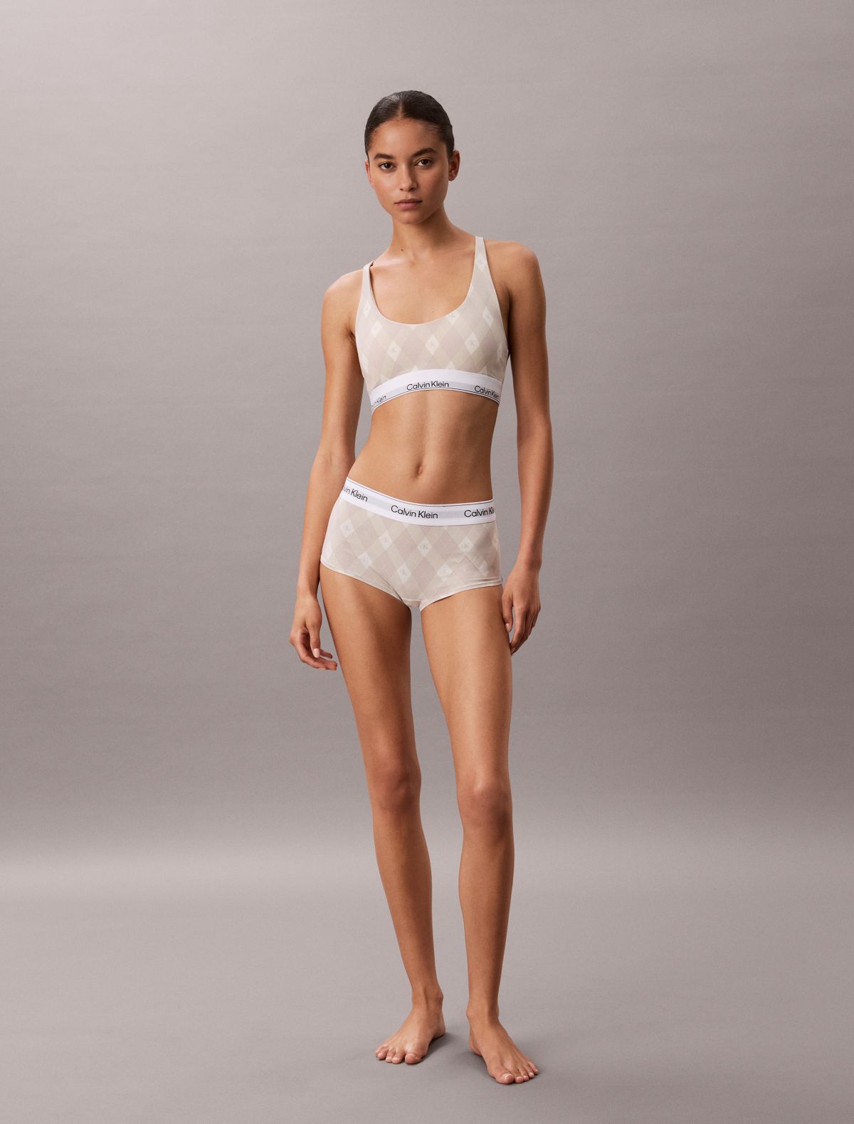 Icon Cotton Modal Boyshort - Argyle Moonstruck