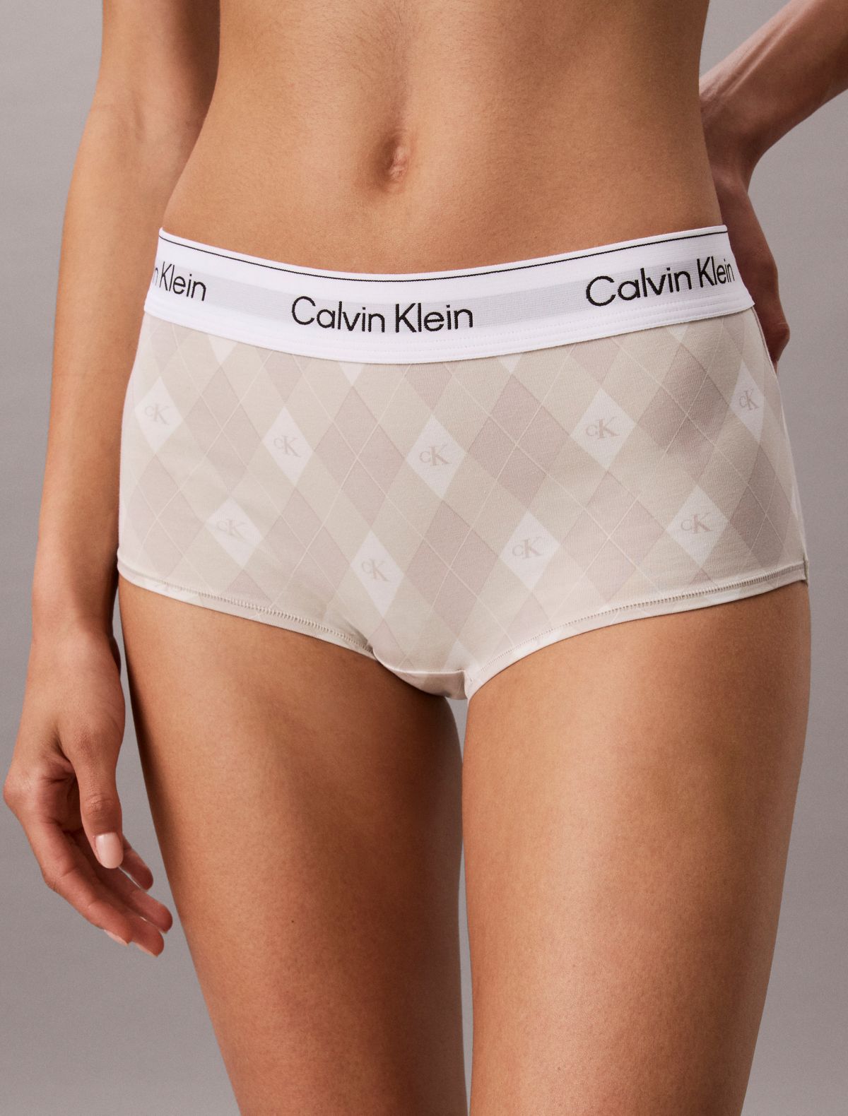 Icon Cotton Modal Boyshort - Argyle Moonstruck