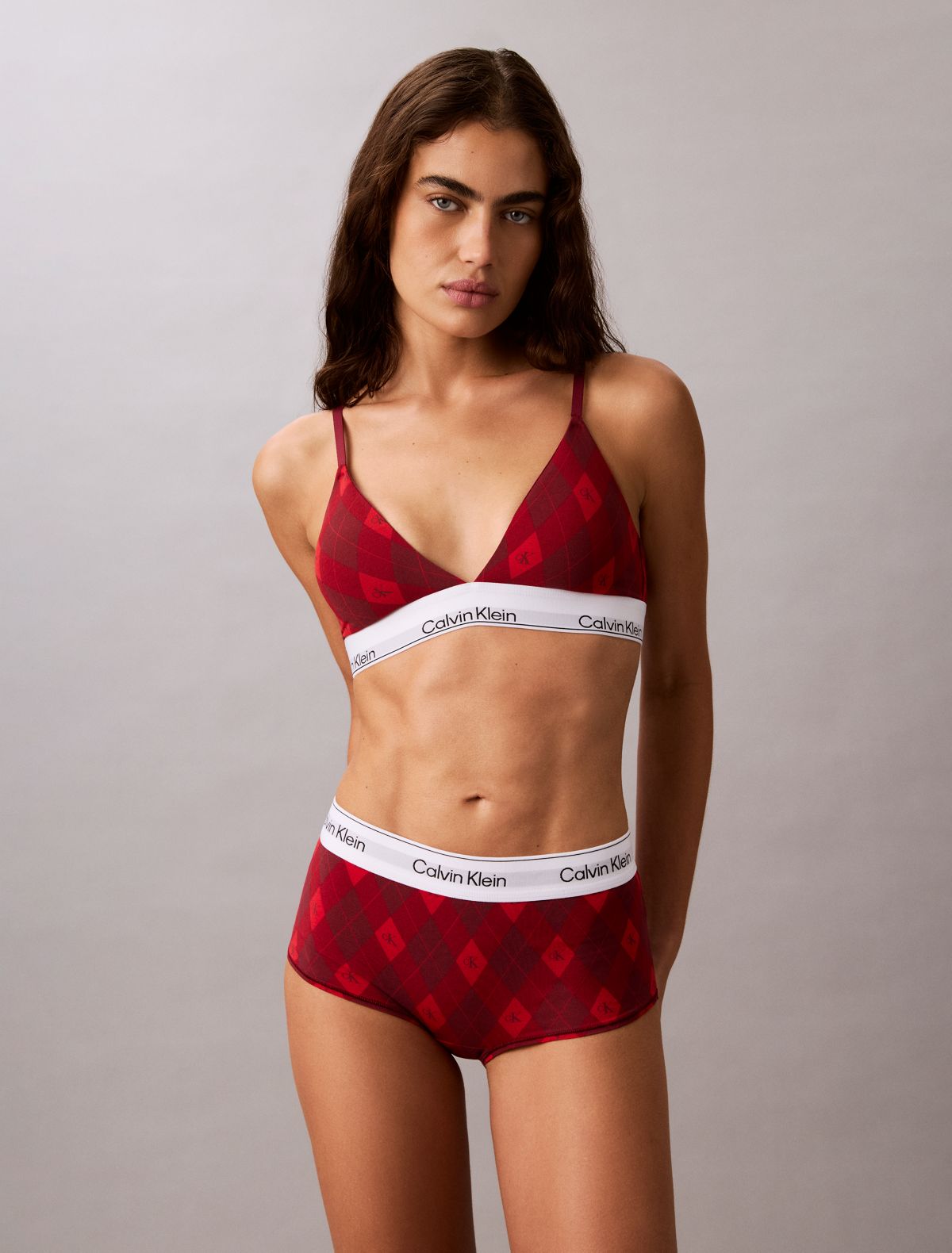 Icon Cotton Modal Boyshort - Argyle Red