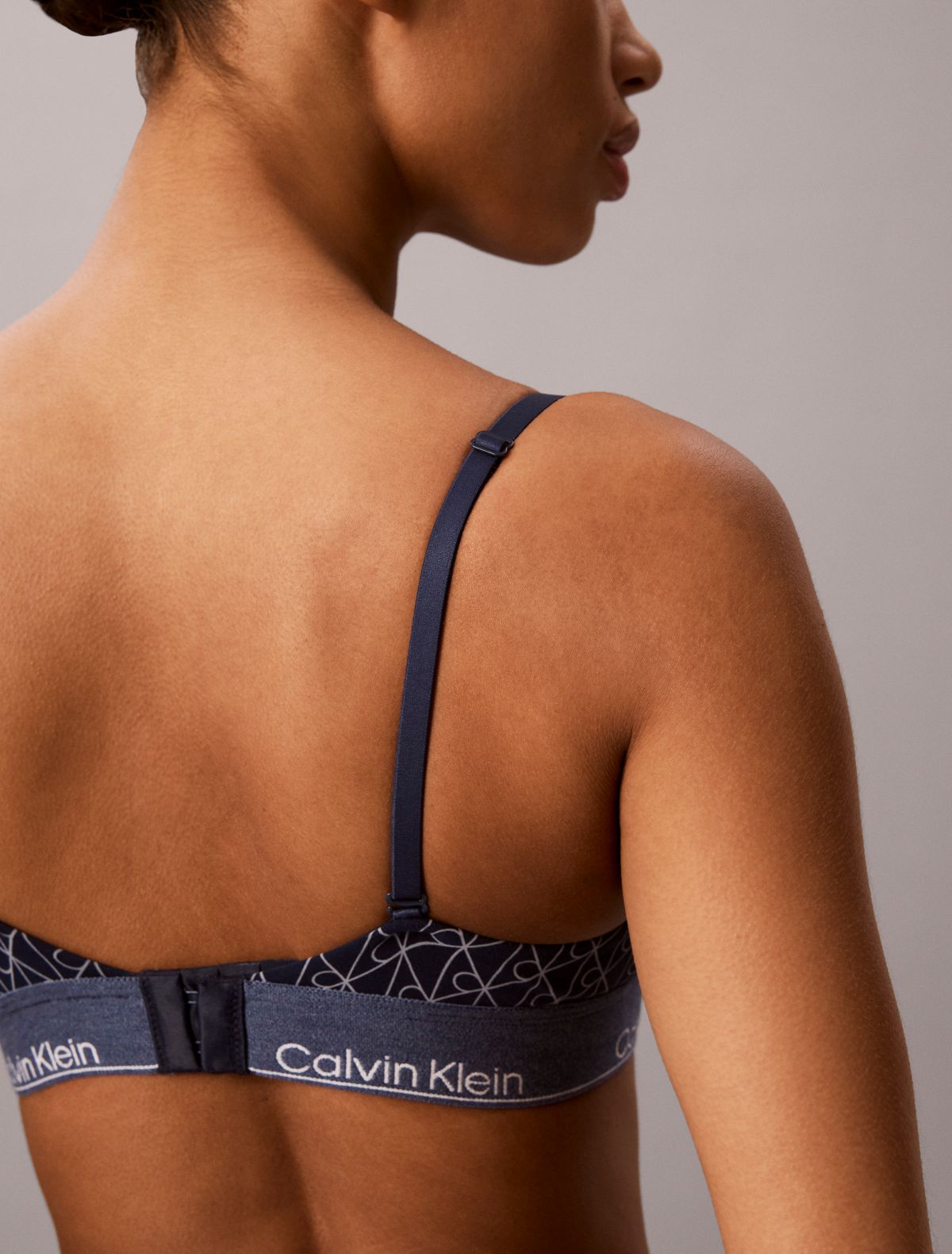 Icon Cotton Modal Lightly Lined Triangle Bralette - Denim Emblem Pageant Blue