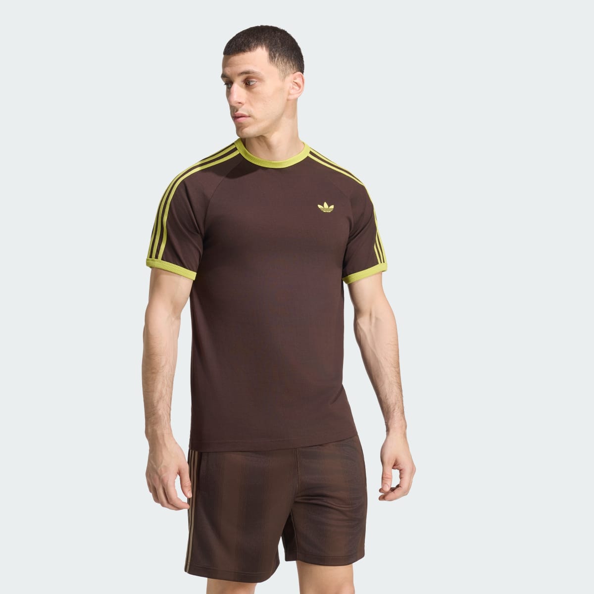 T-shirt 3 bandes – Homme – Aurora Coffee / Preloved Lime