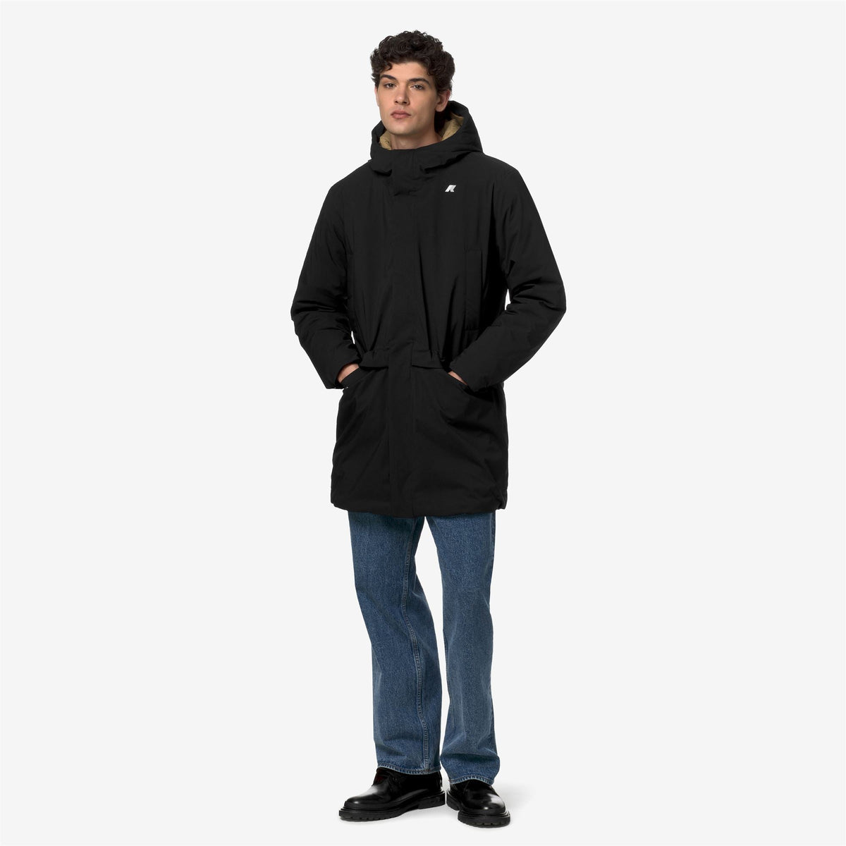 K-Way Jarno ST Thermo – Veste 3/4 homme – Black Pure - Beige Khaki