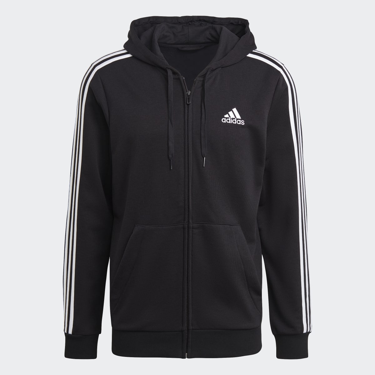 Veste à capuche zippée 3 bandes Essentials – Homme – Black / White